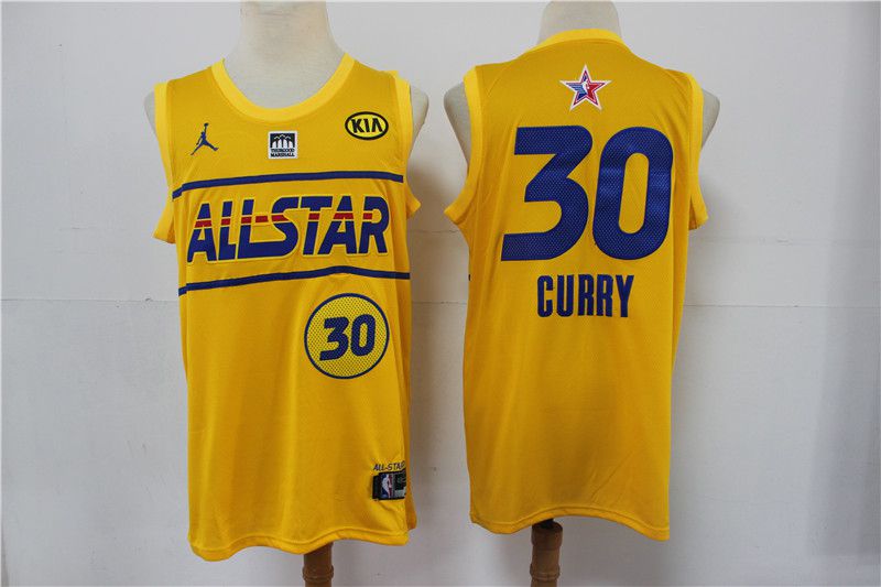 Men Golden State Warriors #30 Curry Yellow NBA 2020-2021 All Star Jersey